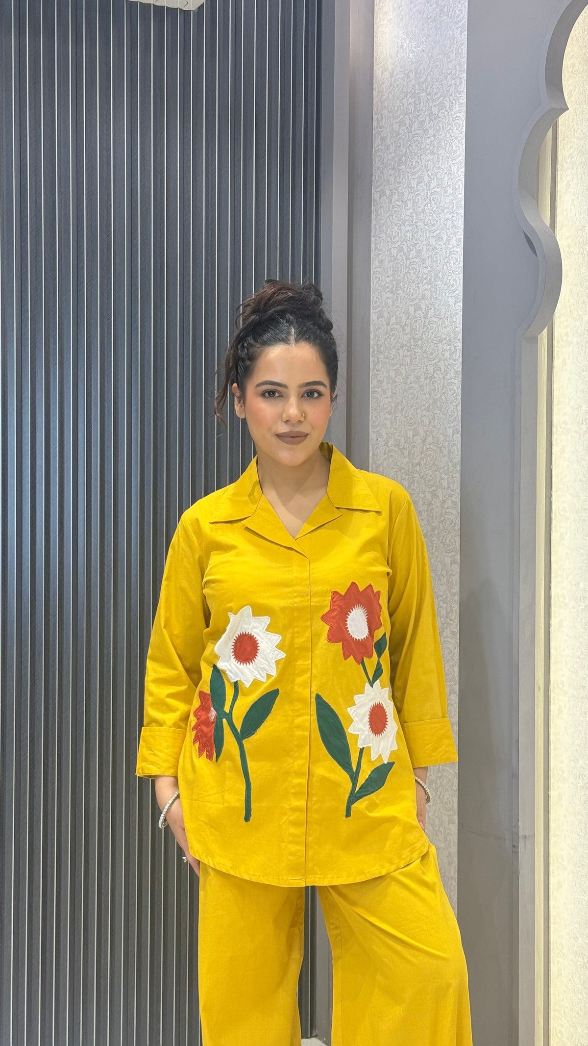 Cotton Co-Ord Set with Appliqué Work