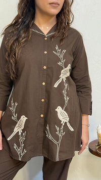 Appliqué Work Linen Co-Ord Set for Women