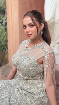 Luxury Fish Cut Lehenga with Zarkan & Sequin Handwork Blouse