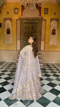 Elegant Soft Organza Lehenga with Thread Embroidery, Dori Work, Cutdana Sequins & Pearl Detailing