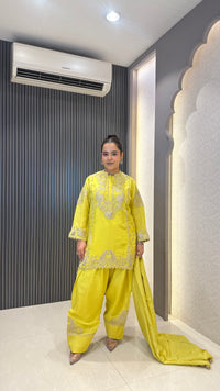 Shimmer Suit Set with Farshi Salwar & Zari Work