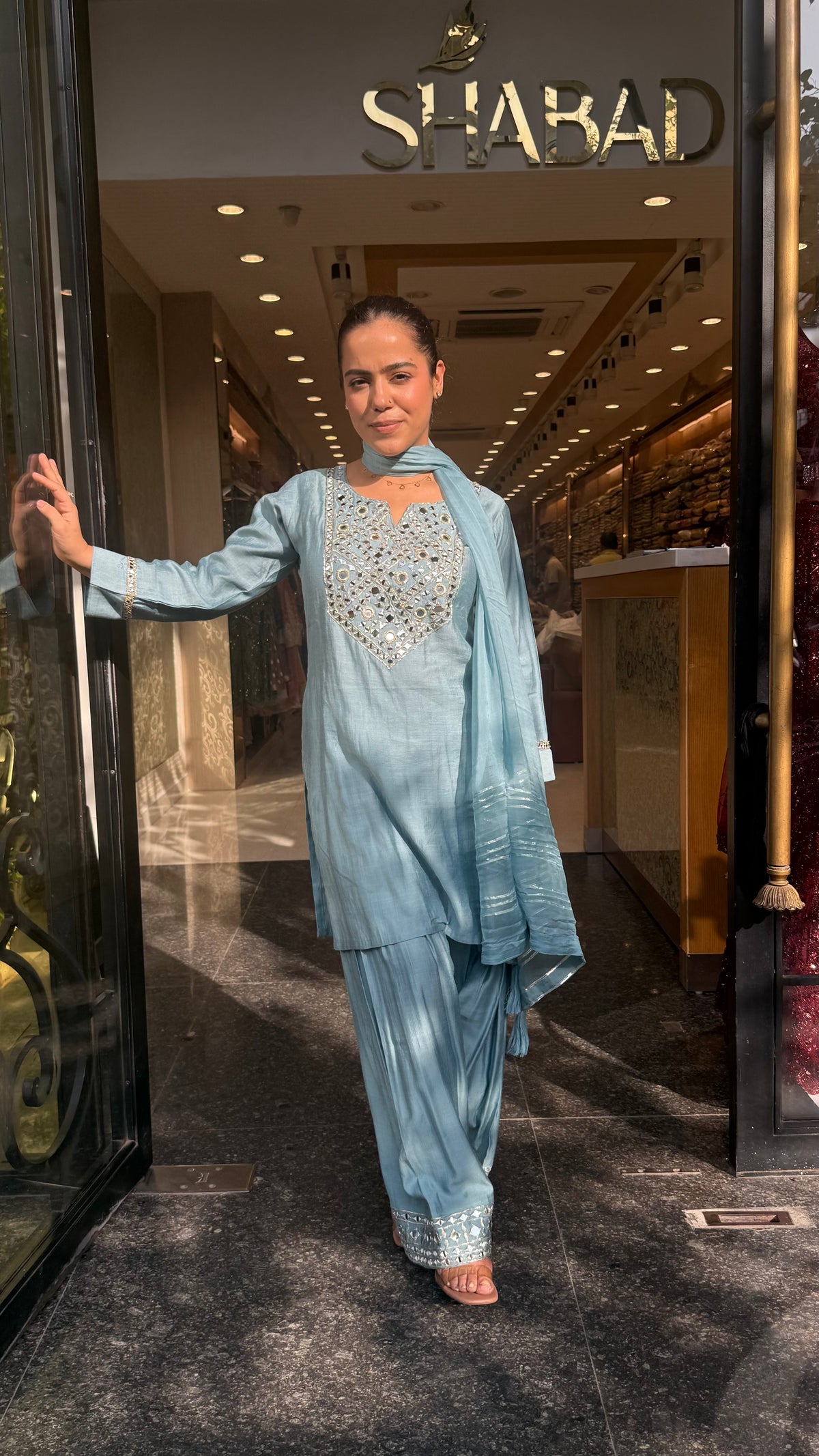 Budget Friendly Maheshwari Cotton Suit with Mirror Work | Up to Size 46