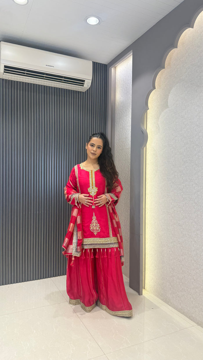 Premium Silk Suit Set with Sequin Handwork