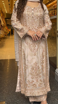 Pakistani Suit Set with banarsi weaving  shirt &  Beads handwork