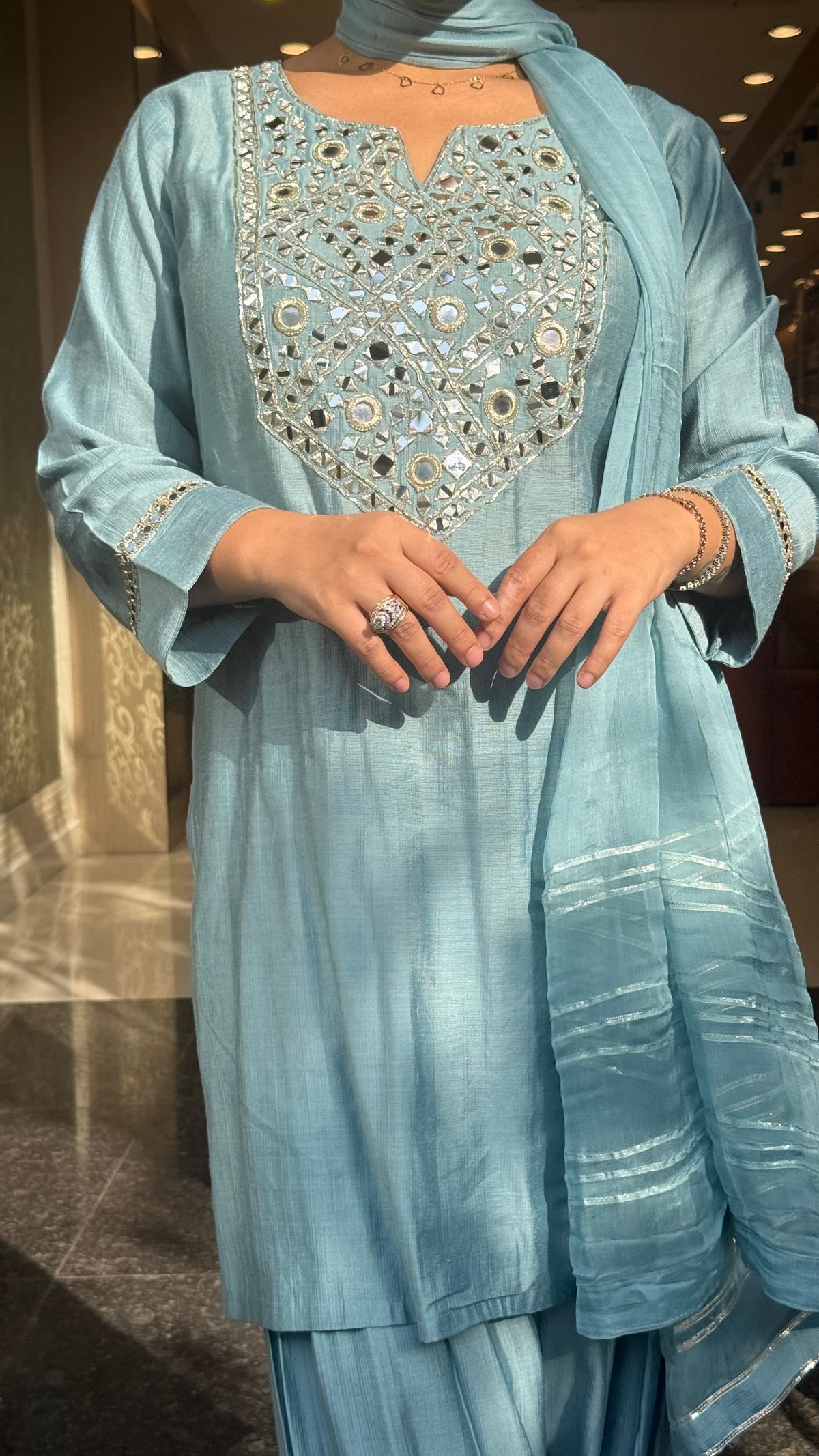 Budget Friendly Maheshwari Cotton Suit with Mirror Work | Up to Size 46