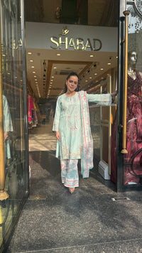 Women’s Cotton Pakistani Suit Set | Cutwork & Thread Embroidery | Printed Bottom | Sizes Up to 44