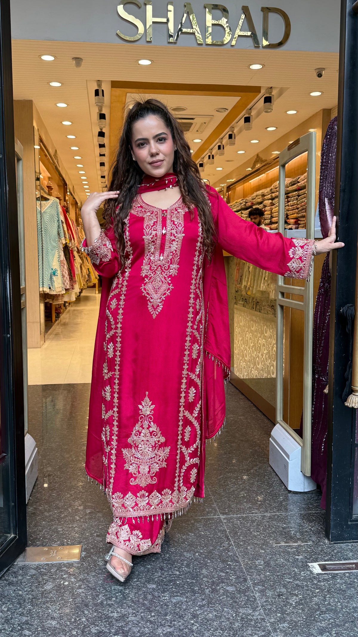 Chinon Beads Work Suit Set | Premium Ethnic Wear | Up to Size 46