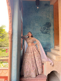 Elegant Soft Organza Lehenga with Thread Embroidery, Dori Work, Cutdana Sequins & Pearl Detailing