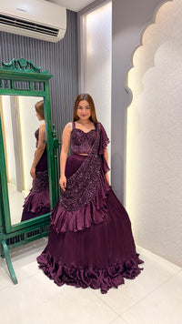 Handwork Corset Blouse with Satin Lehenga