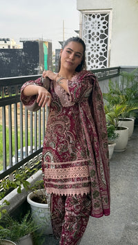 Budget Friendly Printed Cotton Suit with Lace Work