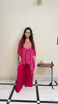 Bandhani Print Crepe Co-ord Set with Dori, Pearl, Sequin & Mirror Work