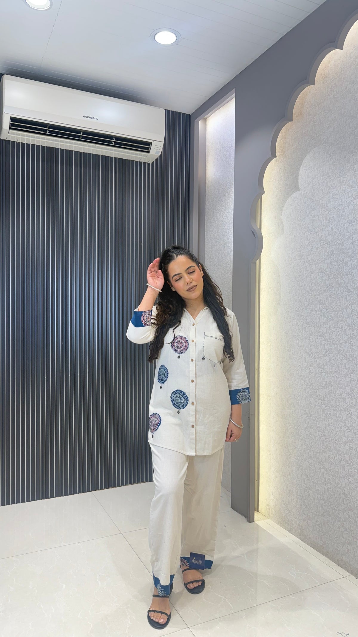 Linen Co-Ord Set with Ajrak Print Patchwork