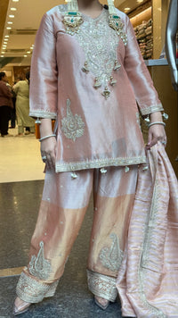 Budget-Friendly Dori Work Suit Set in Shimmer Silk | Sizes Up to 46