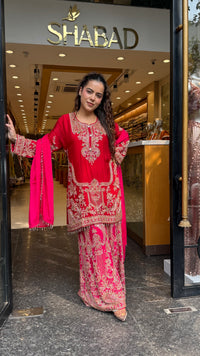 Embellished Chinon Suit Set with Multicolor Stone & Beadwork (delivery time 10-15 September)