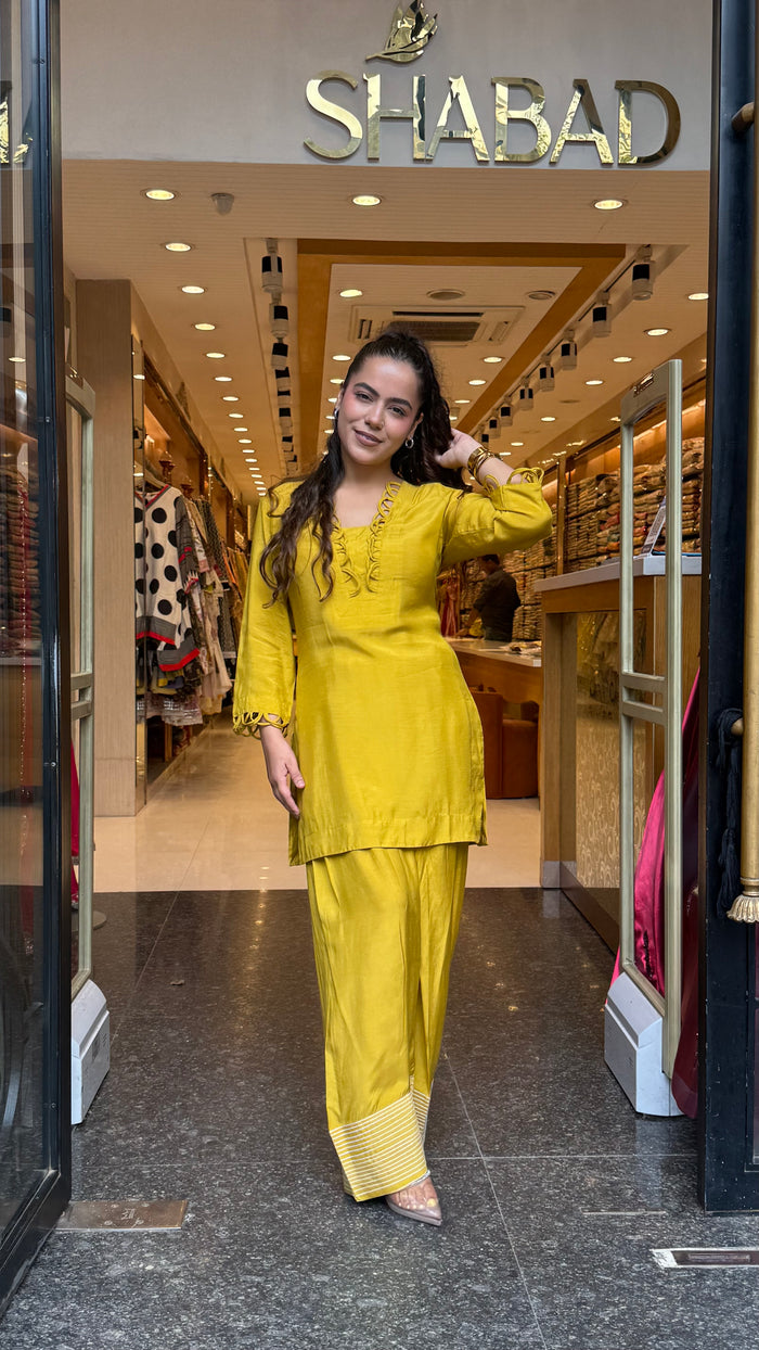 Rayon Cotton Farshi Salwar Coord Set with Lace Work