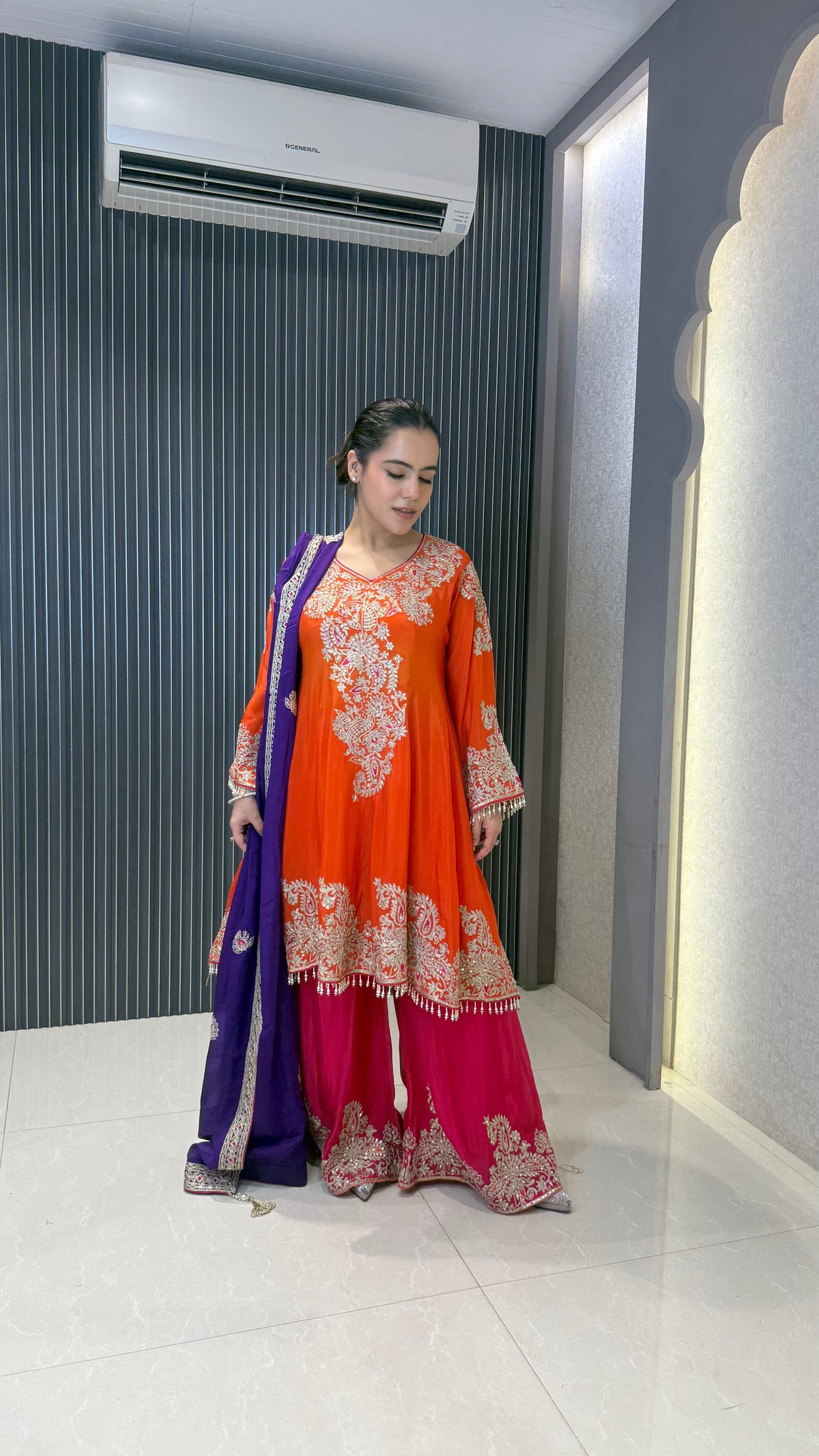 Chinon Dori Work Heavy Suit With Mirror & Sequin Detailing