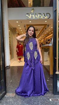 Pure Shimmer Silk Indo-Western with Handwork Thread, Zari, Cutdana & Pearl Embroidery