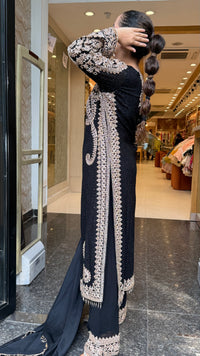 Georgette fabric Suit Set with Sequin Shirt &  Beads Handwork ( 3xl size sides will be plain handwork can be customised )