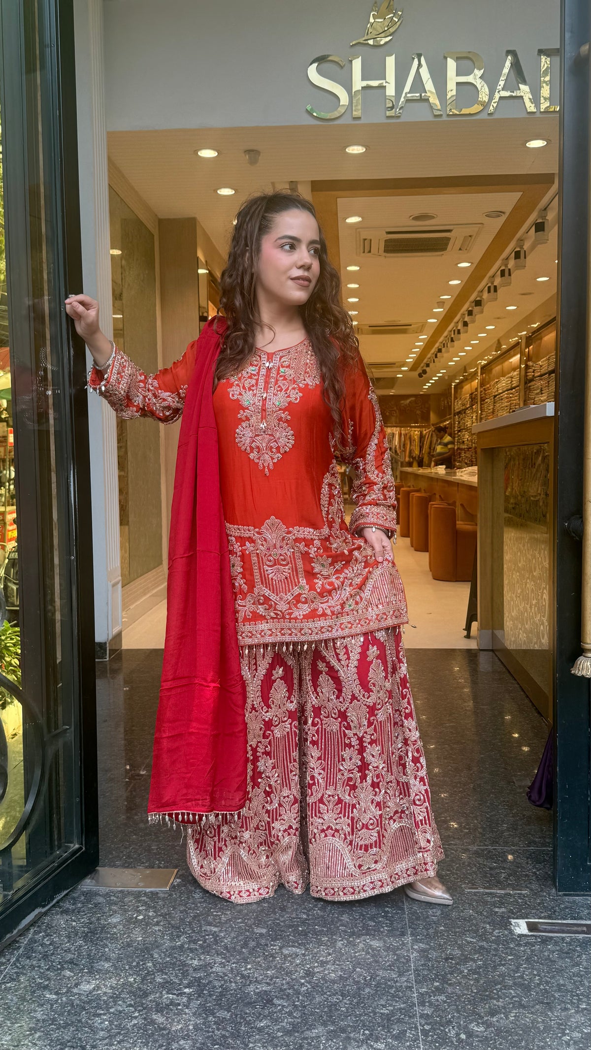Chinon Suit Set with Beads & Multicolor Stone Work | Sizes Up to 46