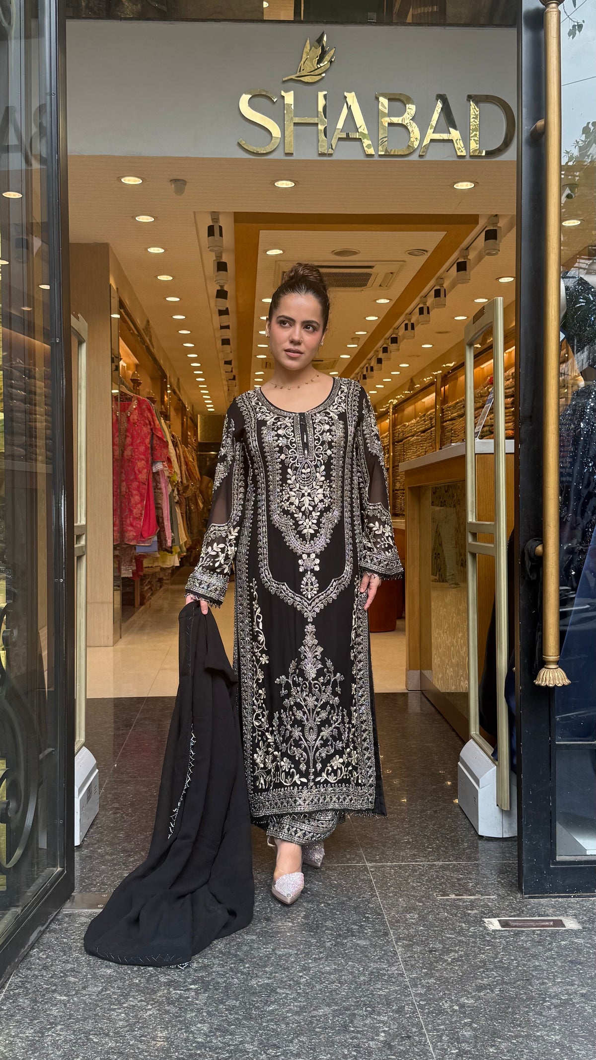 Metallic Beads & Thread Embroidered Designer Suit Set | Premium Occasion Wear