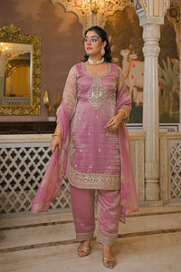 Maheshwari Cotton Suit with Shimmer Tissue, Dori, Sequin & Cutdana Work | Budget-Friendly Suit | Up to Size 44