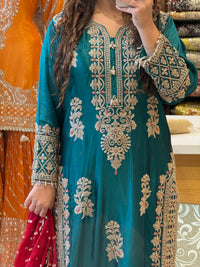 Beads & Thread Embroidered Dupion Silk Suit Set | Festive & Wedding Wear | Size Up to 46