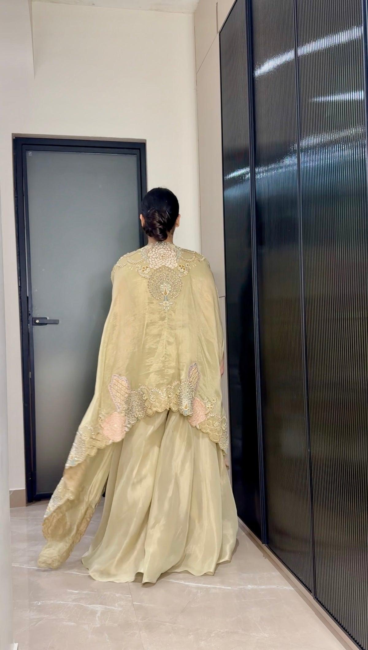 Shimmer Silk Indo-Western 3-Piece Set with Pearl & Cutdana Work