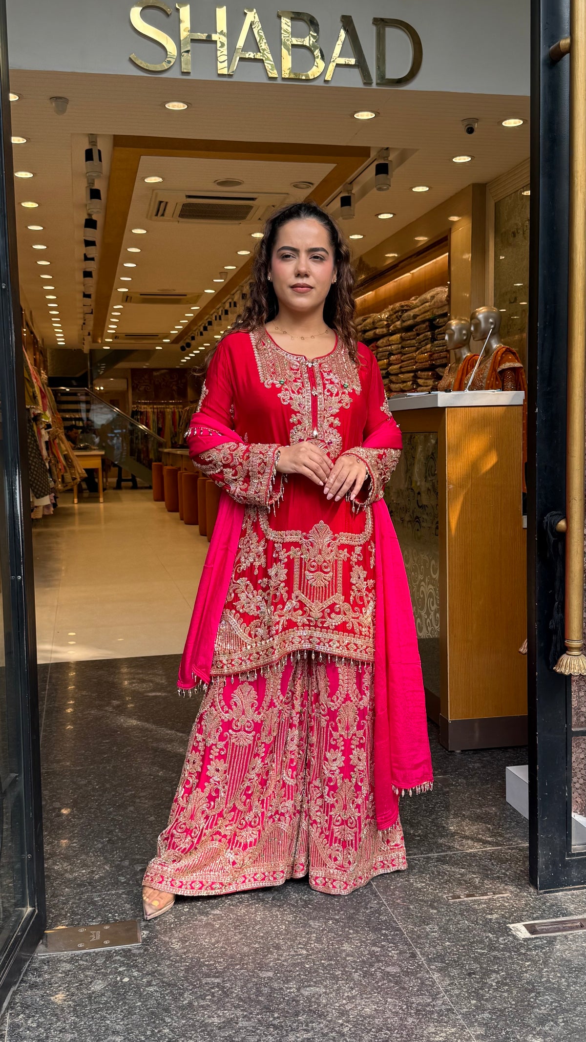 Embellished Chinon Suit Set with Multicolor Stone & Beadwork (delivery time 10-15 September)