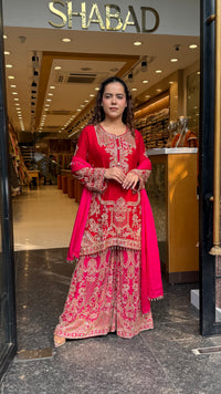 Embellished Chinon Suit Set with Multicolor Stone & Beadwork (delivery time 10-15 September)