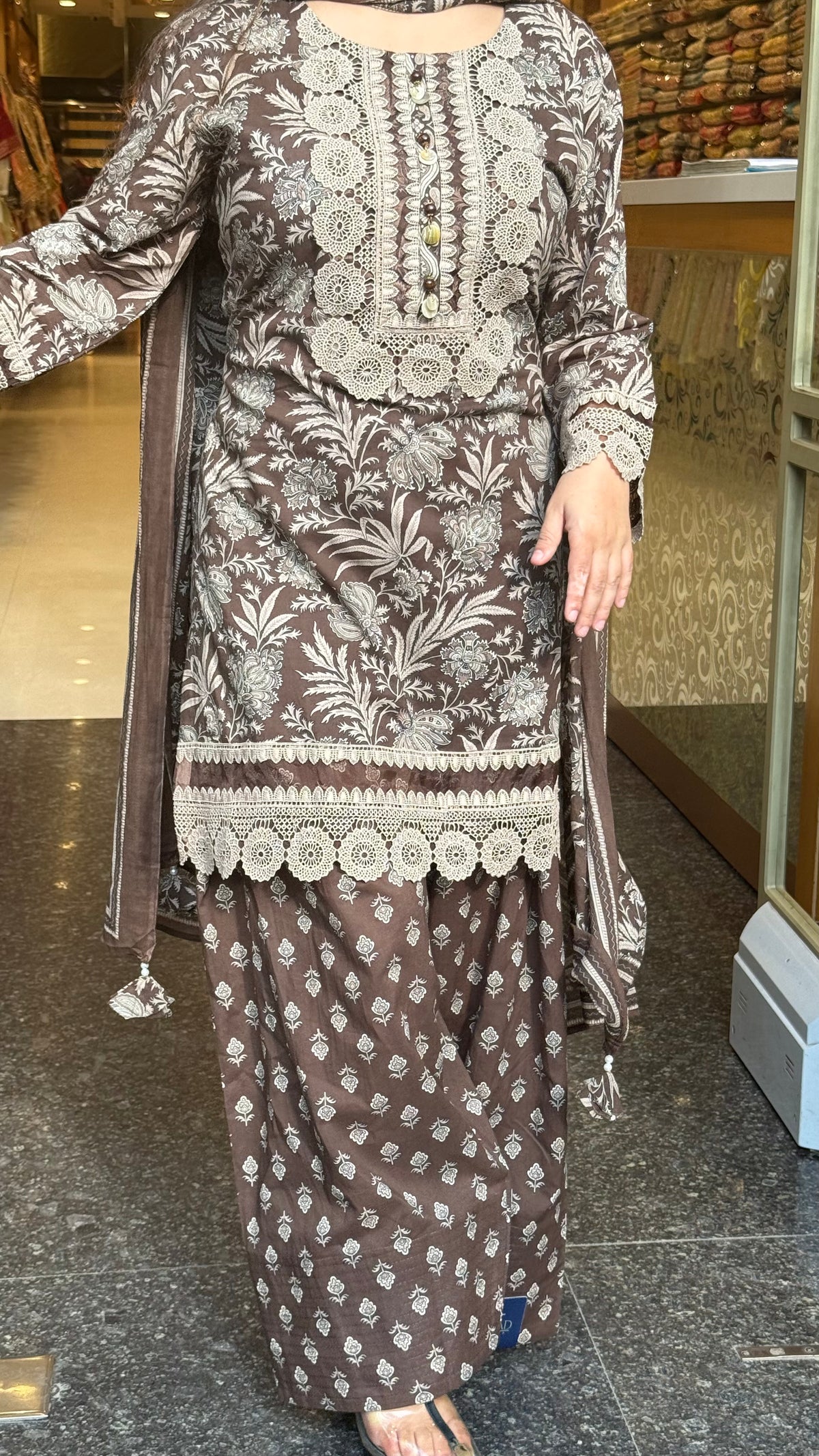 Budget-Friendly Printed Cotton Suit Set with Farshi Salwar & Lace Work | Women’s Ethnic Wear