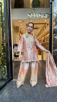 Budget-Friendly Dori Work Suit Set in Shimmer Silk | Sizes Up to 46