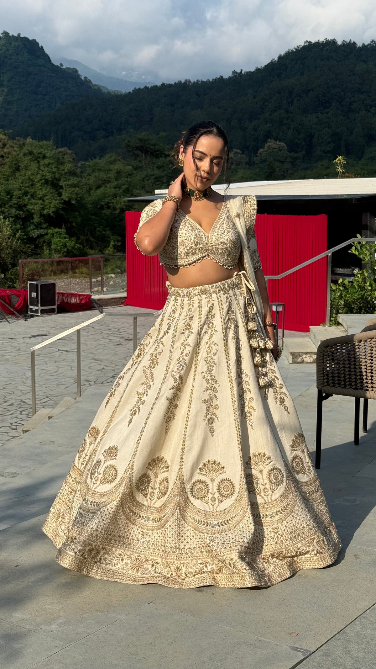 Pure Silk Handwork Lehenga with Embellished Blouse