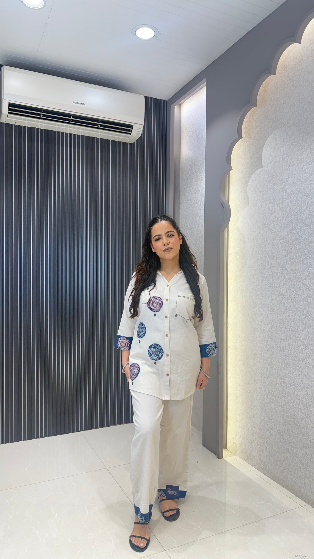 Linen Co-Ord Set with Ajrak Print Patchwork