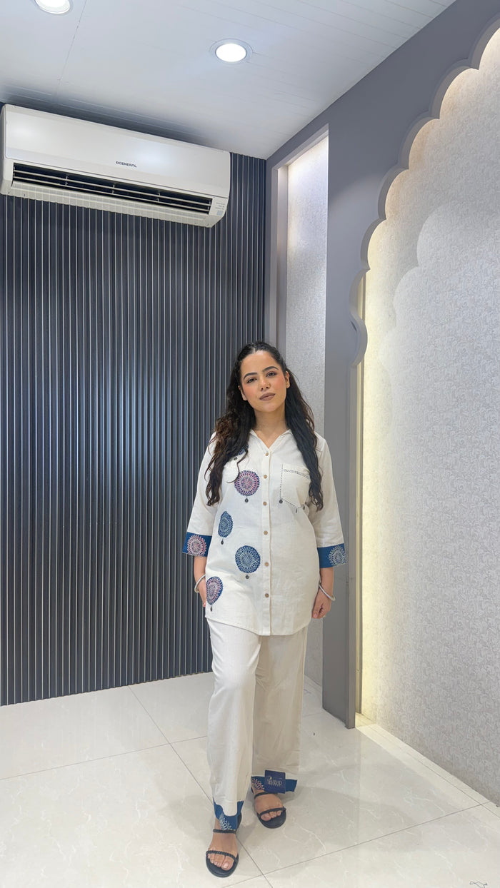 Linen Co-Ord Set with Ajrak Print Patchwork