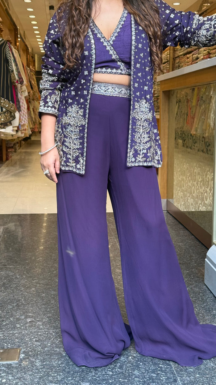 Designer Indo-Western Set with Dori, Sequin, Cutdana & Pearl Work