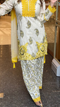 Budget-Friendly Printed Cotton Suit Set with Farshi Salwar & Thread Embroidery | Up to Size 44