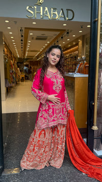 Embellished Chinon Suit Set with Multicolor Stone & Beadwork