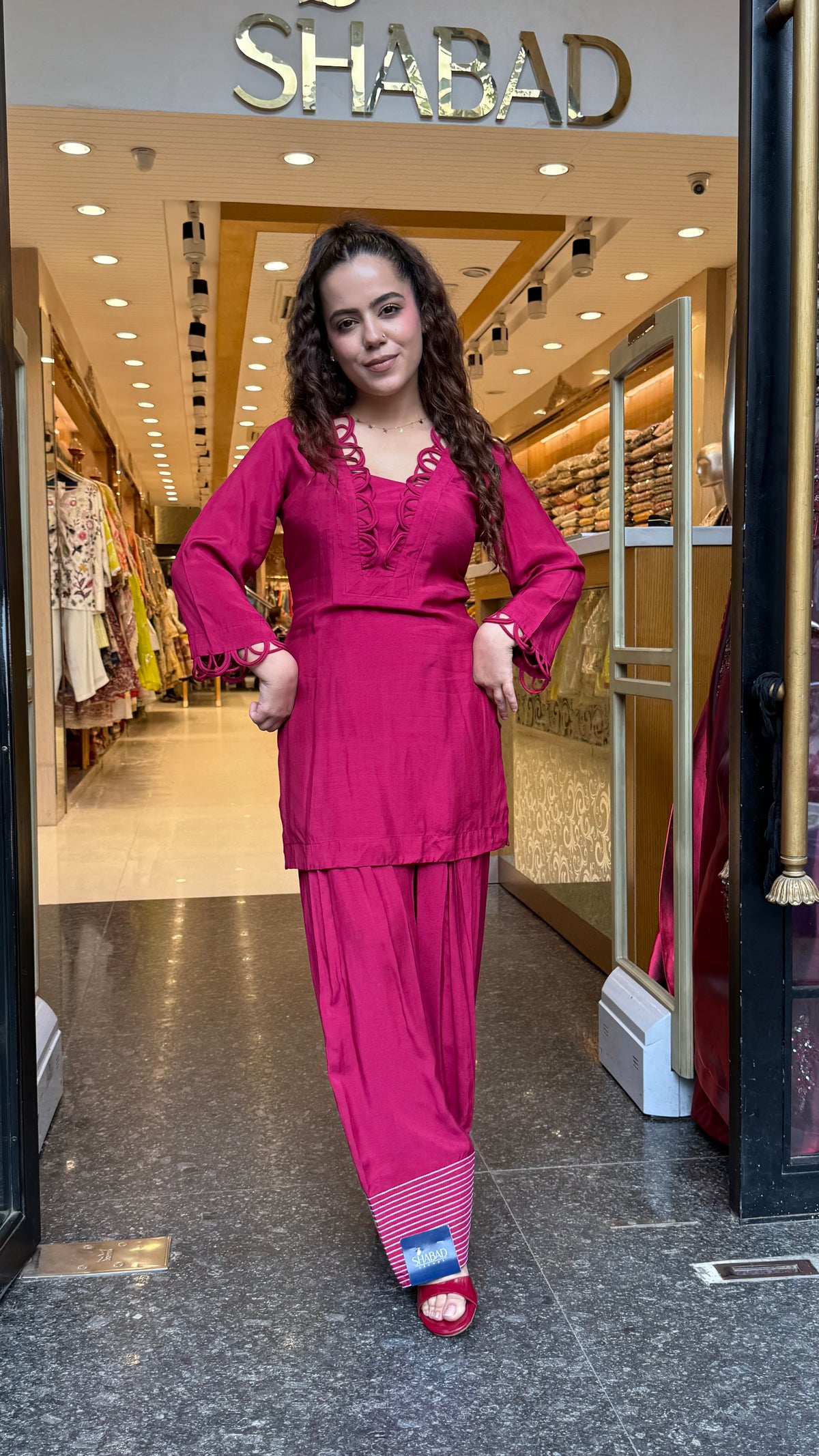 Rayon Cotton Farshi Salwar Co-ord Set with Lace Work Neckline & Sleeves | Women’s Ethnic Wear