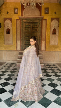 Elegant Soft Organza Lehenga with Thread Embroidery, Dori Work, Cutdana Sequins & Pearl Detailing