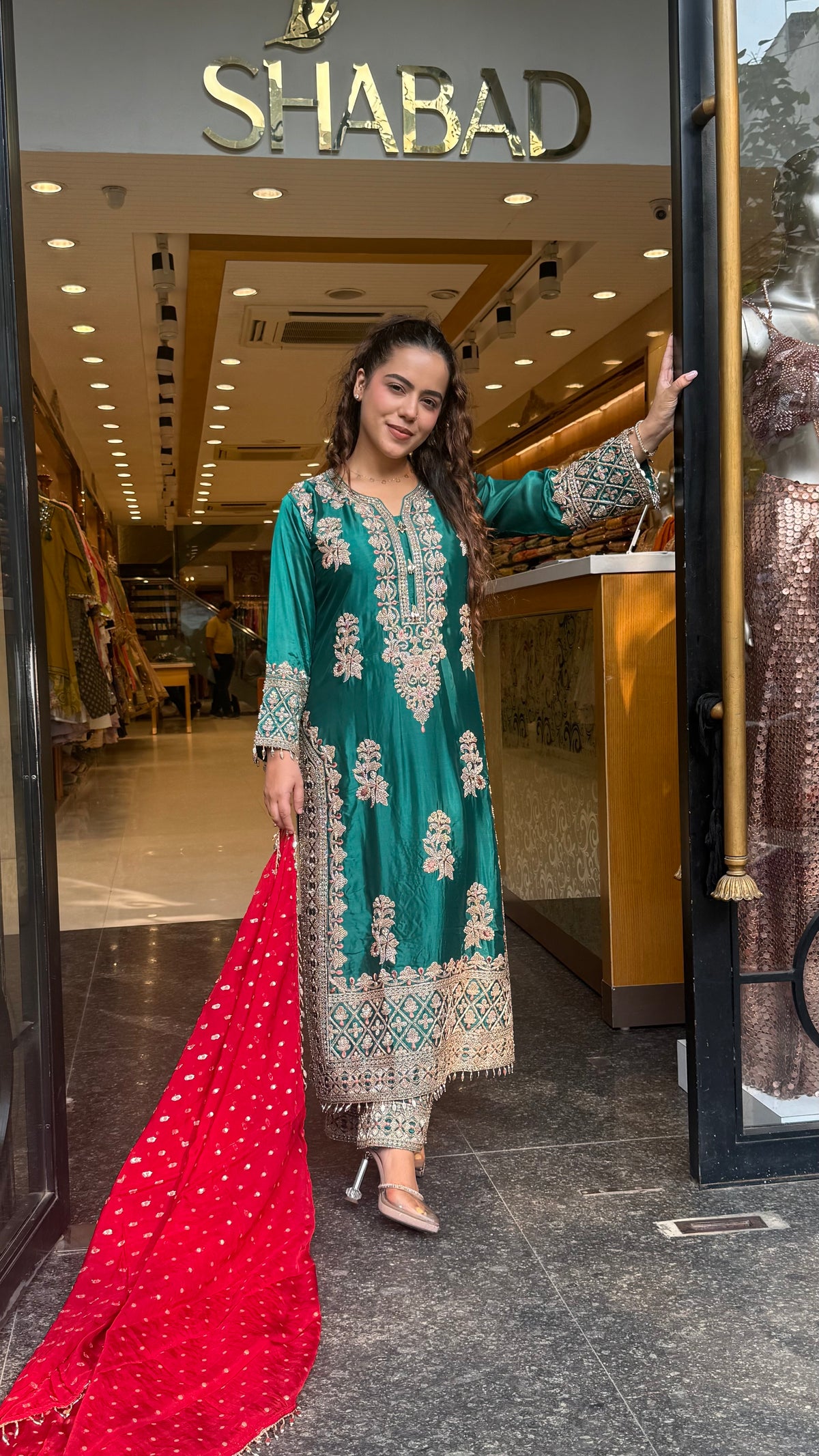 Beads & Thread Embroidered Dupion Silk Suit Set | Festive & Wedding Wear | Size Up to 46