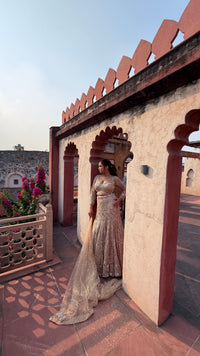 Fish-Cut Lehenga with cutdana, Pearls & Sequin Work | Designer Lehenga