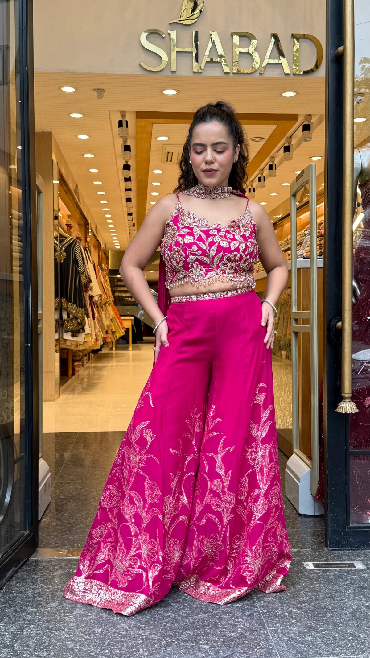 Elegant Organza Indo-Western Set with Badla Work Blouse & Banarasi Weaving Bottom