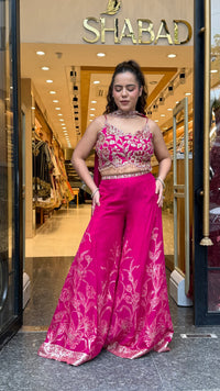 Elegant Organza Indo-Western Set with Badla Work Blouse & Banarasi Weaving Bottom