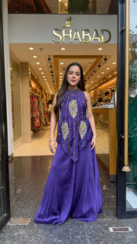 Pure Shimmer Silk Indo-Western with Handwork Thread, Zari, Cutdana & Pearl Embroidery