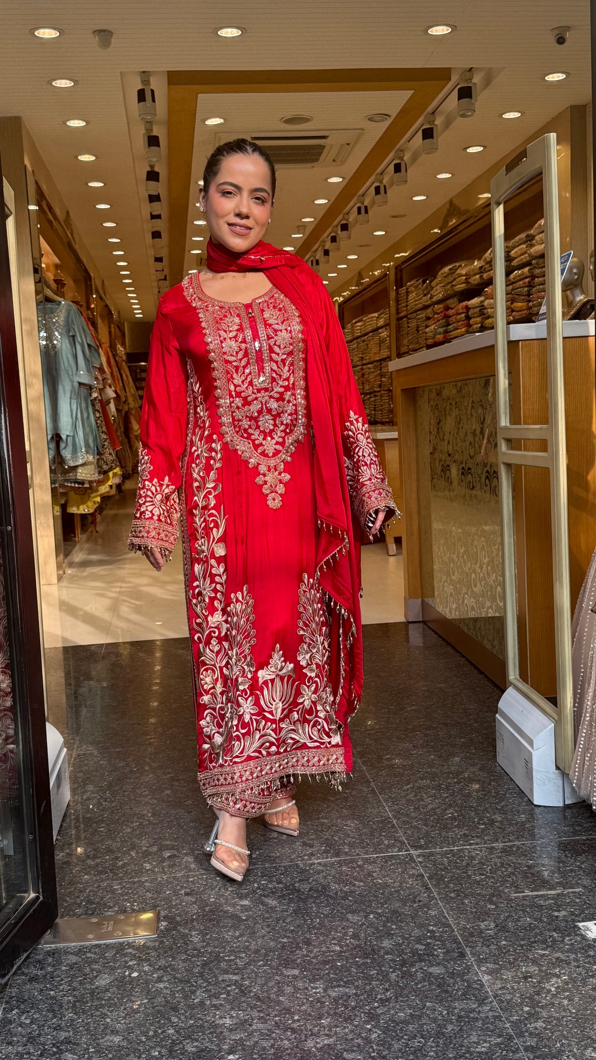 Chinon Embroidered Suit Set with Beads & Thread Work