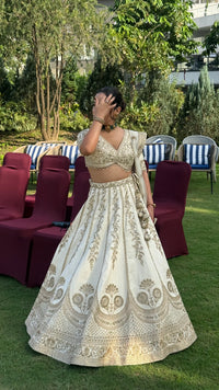 Pure Silk Handwork Lehenga with Embellished Blouse