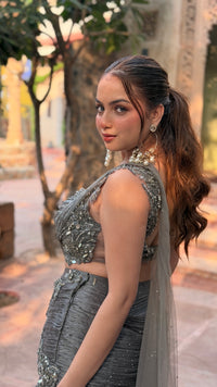 Shimmer Tissue Embellished Lehenga with Stone, Sequin, Pearl & Swarovski Cutdana Work