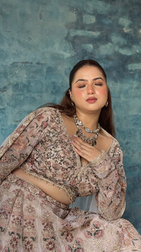 Elegant Soft Organza Lehenga with Thread Embroidery, Dori Work, Cutdana Sequins & Pearl Detailing