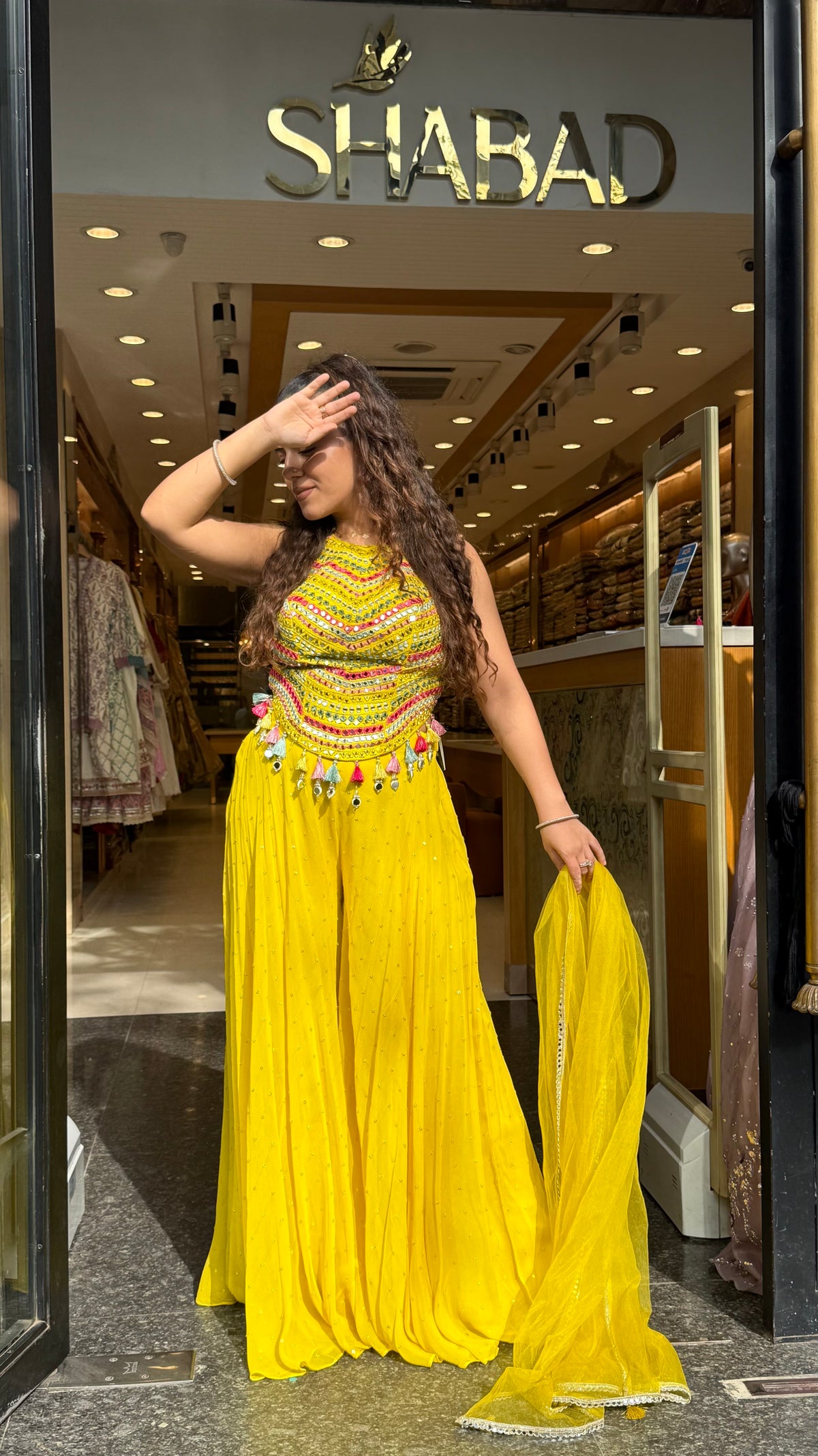 Mirror Work Corset with Georgette Palazzo Indo-Western Set