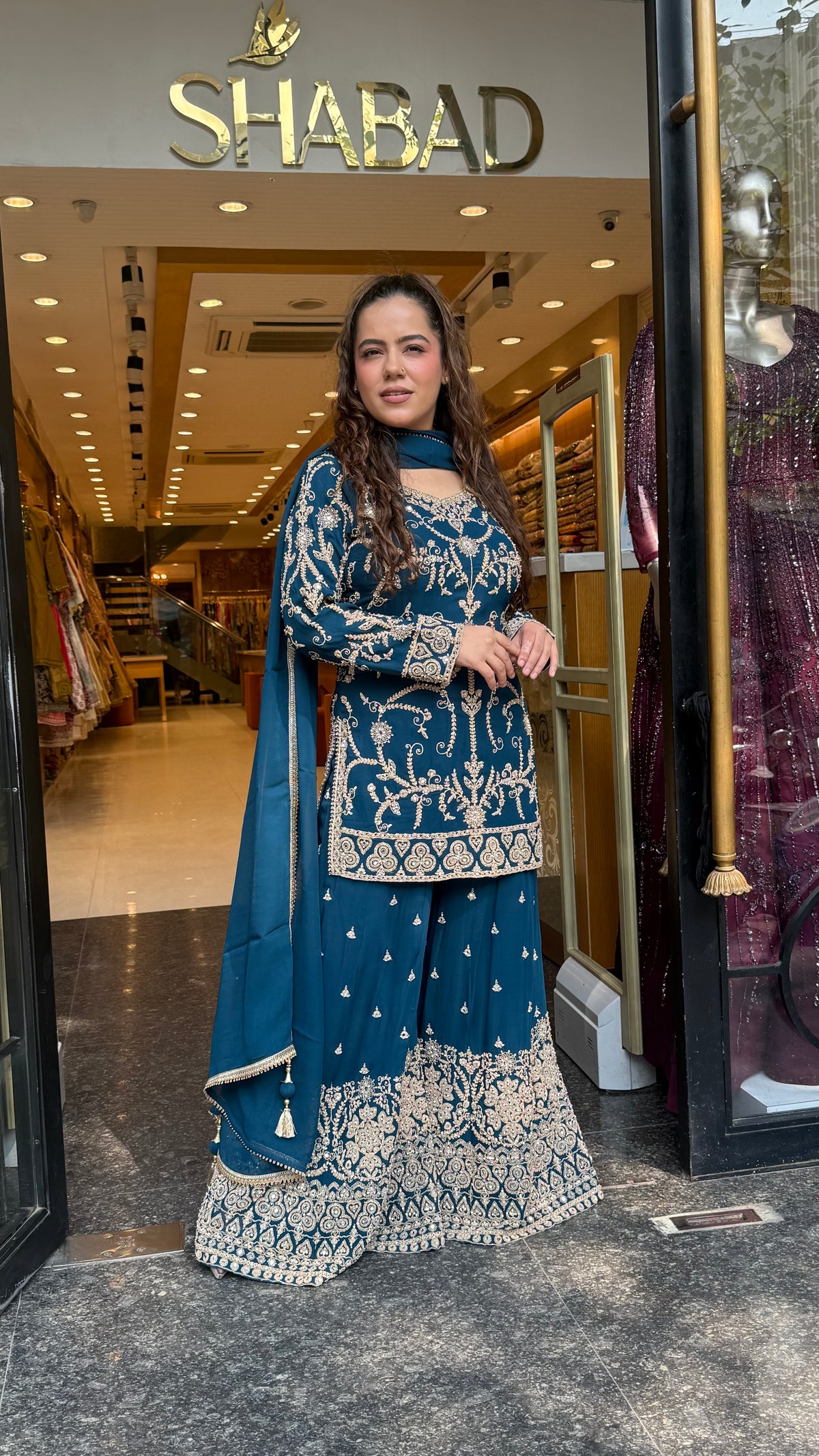 Georgette Suit Set with Dori & Mirror Work | Premium Festive Wear
